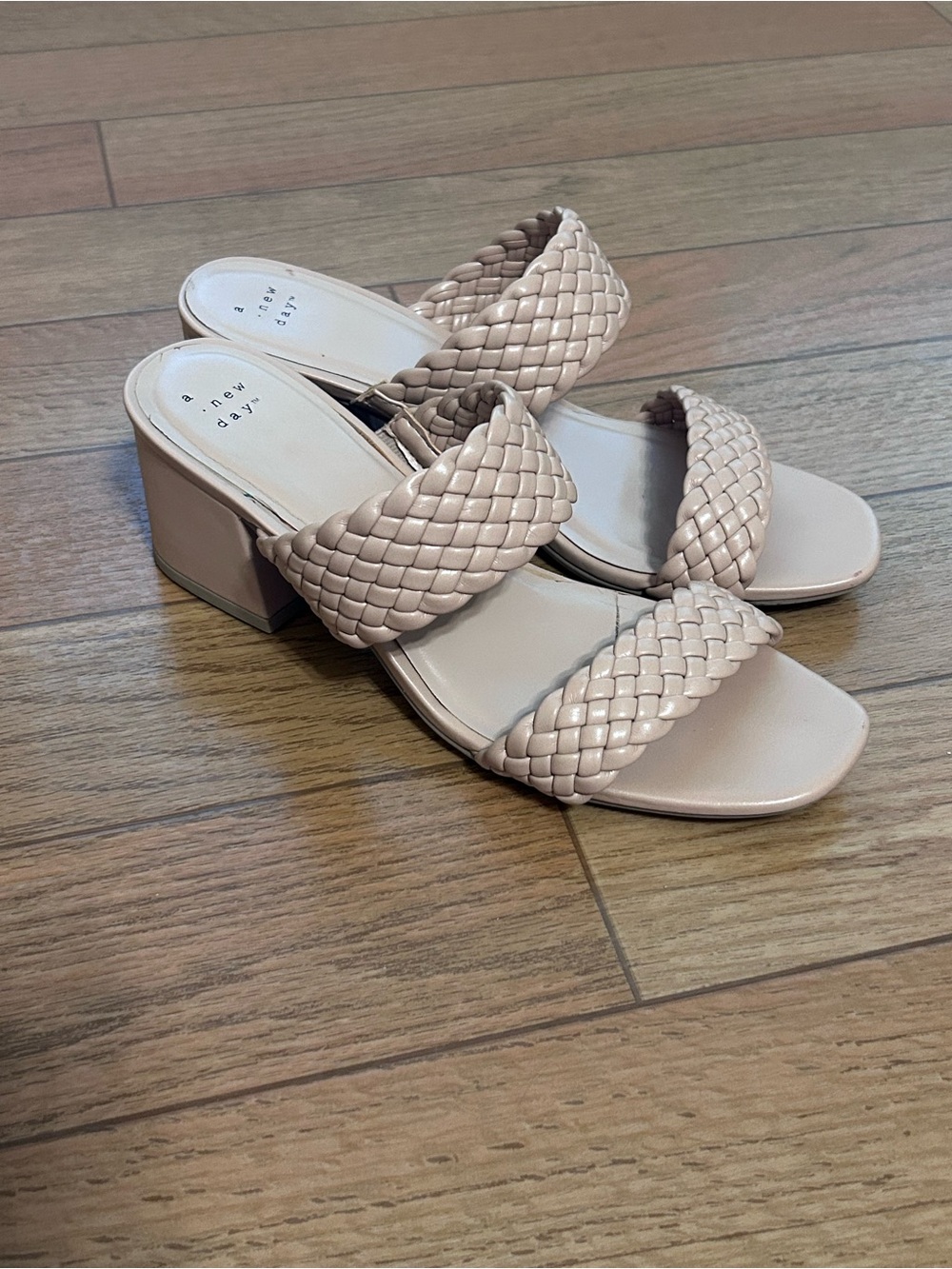 a new day Braided Strap Block Heel Sandals - Blush Nude